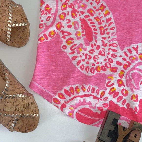 🌴LILLY PULITZER ‘Duval’ Notch Neck Linen Top in Hot Coral Trunk in Love - Picture 3 of 12